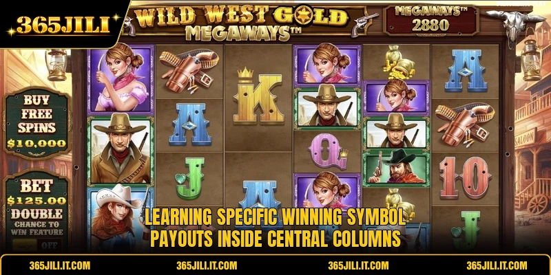 Learning specific winning symbol payouts inside central columns